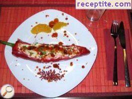 Boats stuffed with feta cheese and ham Boats stuffed with feta cheese and ham