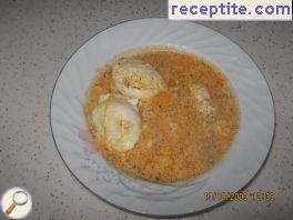 Veiled eggs in milk