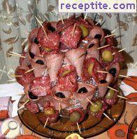 Hedgehog with ham and lukanka Hedgehog with ham and lukanka
