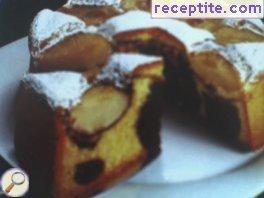 Marble sponge cake with pears
