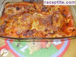 Lasagna with minced meat, ham and spinach Lasagna with minced meat, ham and spinach