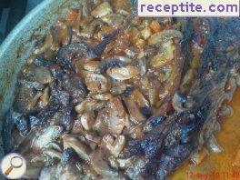 Pork ribs with mushrooms and stew