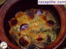 Marinated pork chunks in a pot Marinated pork chunks in a pot