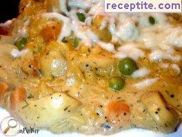 Risotto with vegetables, cream and cheese