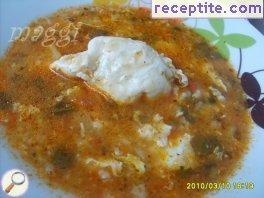 Stew eggs and green onions