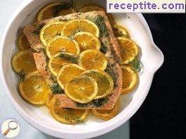Roasted salmon with oranges