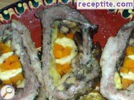 Rotated pork bacon with vegetables Rotated pork bacon with vegetables