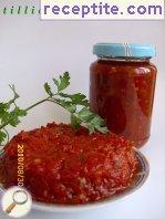 Spicy chutney and mashed raw peppers Spicy chutney and mashed raw peppers