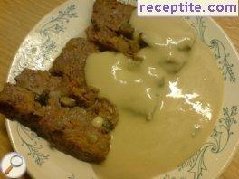 Sauce with processed cheese and mashed potatoes