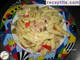 Baked pasta, peppers and bacon Baked pasta, peppers and bacon