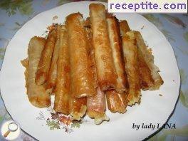 Fried cigars with ham and cheese