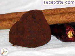 Chocolate truffles with cinnamon and chili