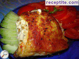Chicken legs stuffed with three kinds of cheese