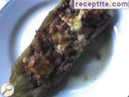 Stuffed zucchini with minced meat and mushrooms