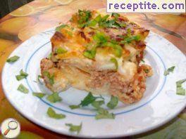 Moussaka with minced meat and macaroni