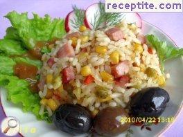 Colorful rice with ham