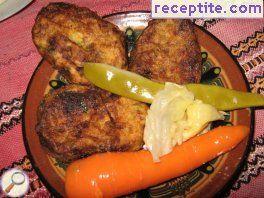 Cutlets from potato and skinless sausages