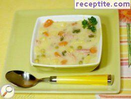 Soup with ham and cheddar