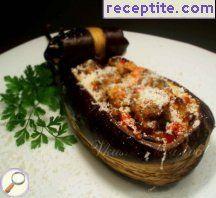 Stuffed eggplant with meat and vegetable balls