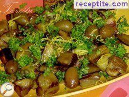 Italian salad with eggplant, lemon and olives