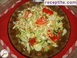 Salad with cabbage, tomato, carrot and cucumber