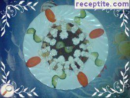 Potato sponge cake with steaks Potato sponge cake with steaks
