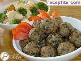 Meatballs minced meat turkey and spinach