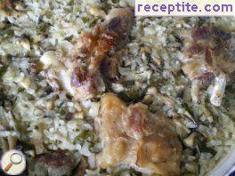 Cartilage Pork with mushrooms and rice