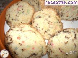 Sponge cake of colored dots Sponge cake of colored dots