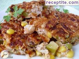 Minced meat with vegetables in the oven