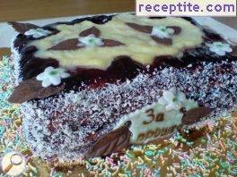 Biscuit layered cake with margarine and walnuts