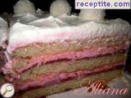 Simple layered cake with raspberries and cream Simple layered cake with raspberries and cream