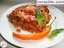 Vegetarian lasagna with eggplant and spinach