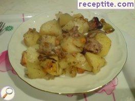 Chicken liver with potatoes in the oven Chicken liver with potatoes in the oven