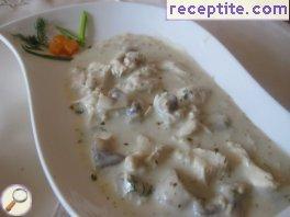 Chicken with mushrooms and white borscht Chicken with mushrooms and white borscht