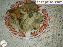 Lamb leg with trifles and rice
