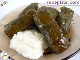 Dolmas oven with lime or grape leaves