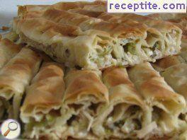 Savory strudel with enoki mushrooms