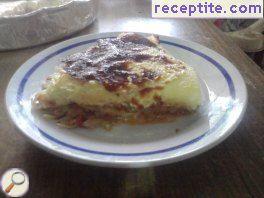Moussaka with grated potatoes in a halogen oven Moussaka with grated potatoes in a halogen oven