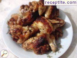 Roasted chicken wings in a halogen oven