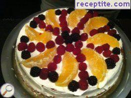 Cold layered cake with biscotti and fruit