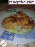 Baked fish with white sauce, tomato and mushrooms Baked fish with white sauce, tomato and mushrooms