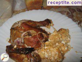 Roasted chicken stuffed with cheese