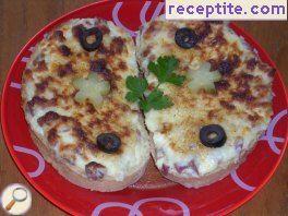 Sandwich with sausage and cheese Sandwich with sausage and cheese