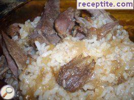 Turkey legs with sauerkraut and rice