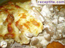 Mushrooms with processed cheese and butter