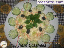Salad of cabbage and carrots with mayonnaise