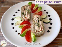 Eggplant rolls with ham and garlic cream Eggplant rolls with ham and garlic cream