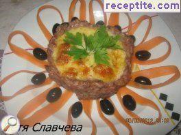 Nests of mince and rice stuffing Nests of mince and rice stuffing