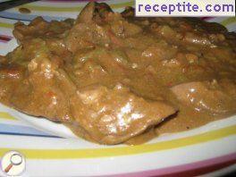 Livers in spicy sweet and sour sauce